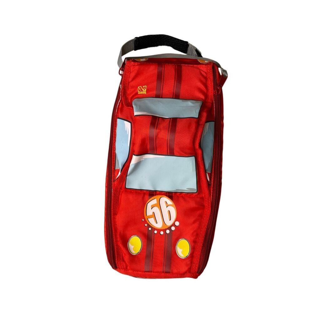 Kids Red Race Car Insulated Lunch Bag Cooler Carry Case Strap Toy Style Boys